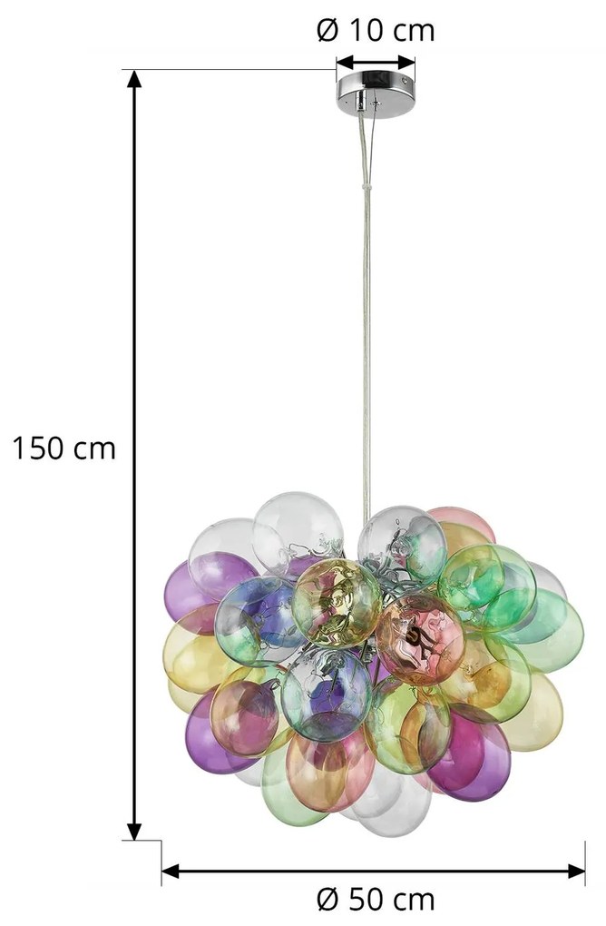 Lucande lampada a sospensione Diborah, Ø 50 cm, colorato, vetro, G9