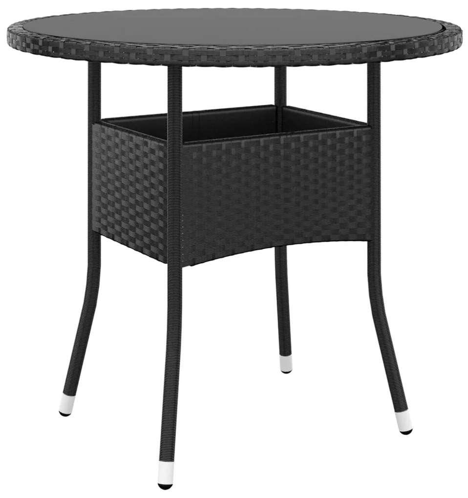 Set da pranzo per giardino 3 pz in polyrattan nero