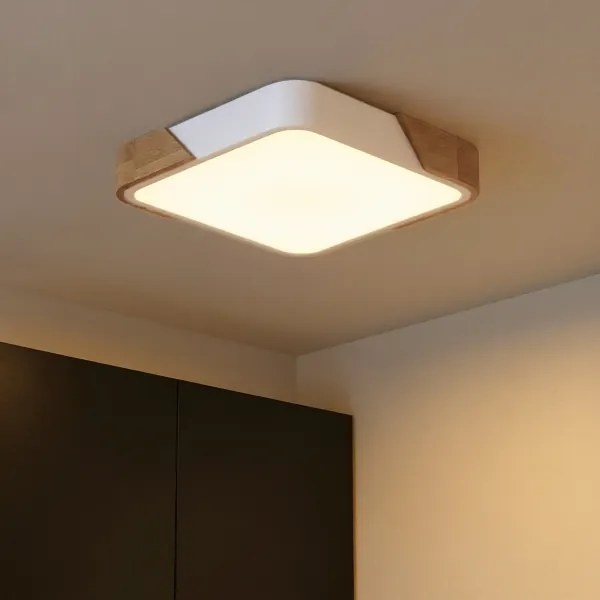 Brilagi - Plafoniera LED dimmerabile PILANA LED/48W/230V rovere/bianco 42x42 cm + telecomando