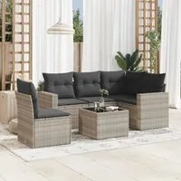 Set Divano da Giardino 6pz con Cuscini Grigio Chiaro Polyrattan 3251319