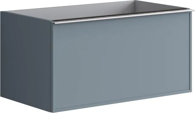Mobile da bagno da fissare sotto lavabo L 80 x H 40 x P 45.5 cm indaco laccato, 2 cassetti Pixel frame