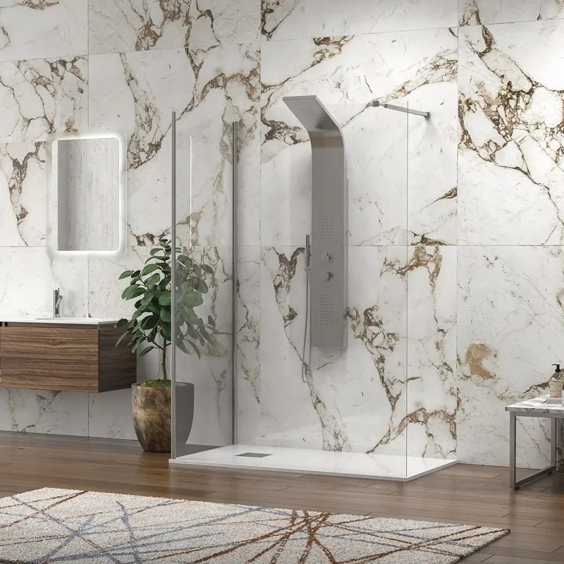 Kamalu - Pareti doccia walkin ad angolo 120x70cm KW4000