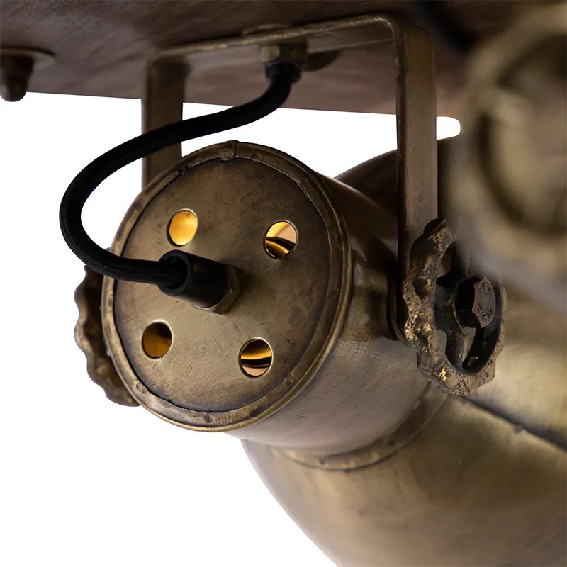 Plafoniera in bronzo con legno 3 luci - Mangoes