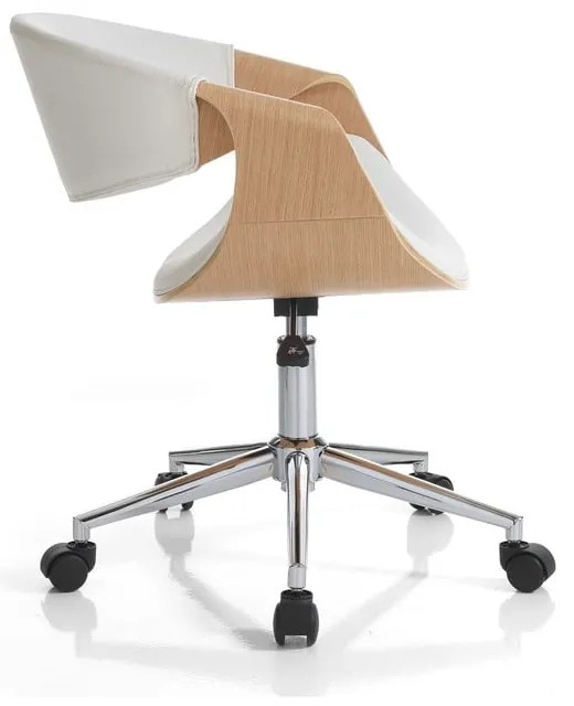 Sedia da ufficio bianca/di colore naturale in similpelle Visby – Tomasucci