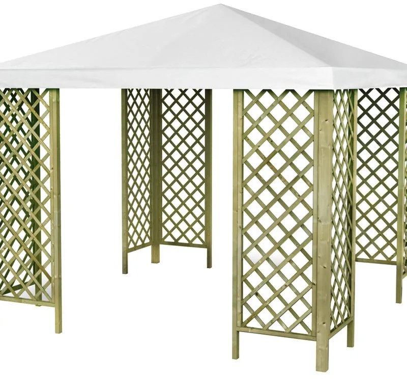 Gazebo Fox JT40 Pocket in legno massello struttura naturale, copertura bianco L 300 x P 300 x H 265 cm