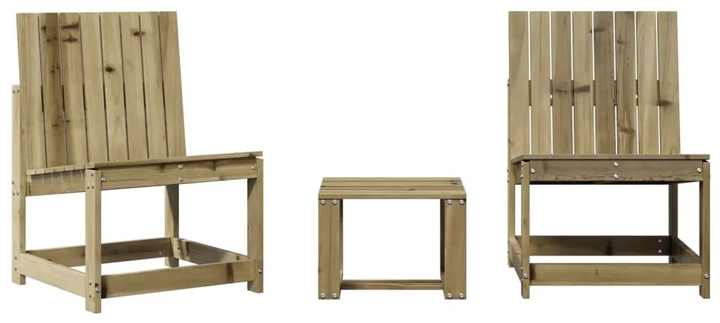 Set salotto da giardino 3 pz in legno impregnato di pino