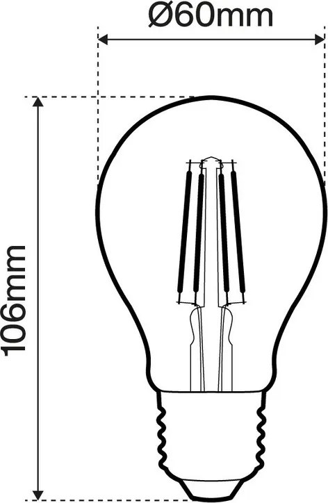Lampada LED E27 8W a Filamento 1800K No Flickering - A60 Colore Bianco Molto Caldo 1.800K