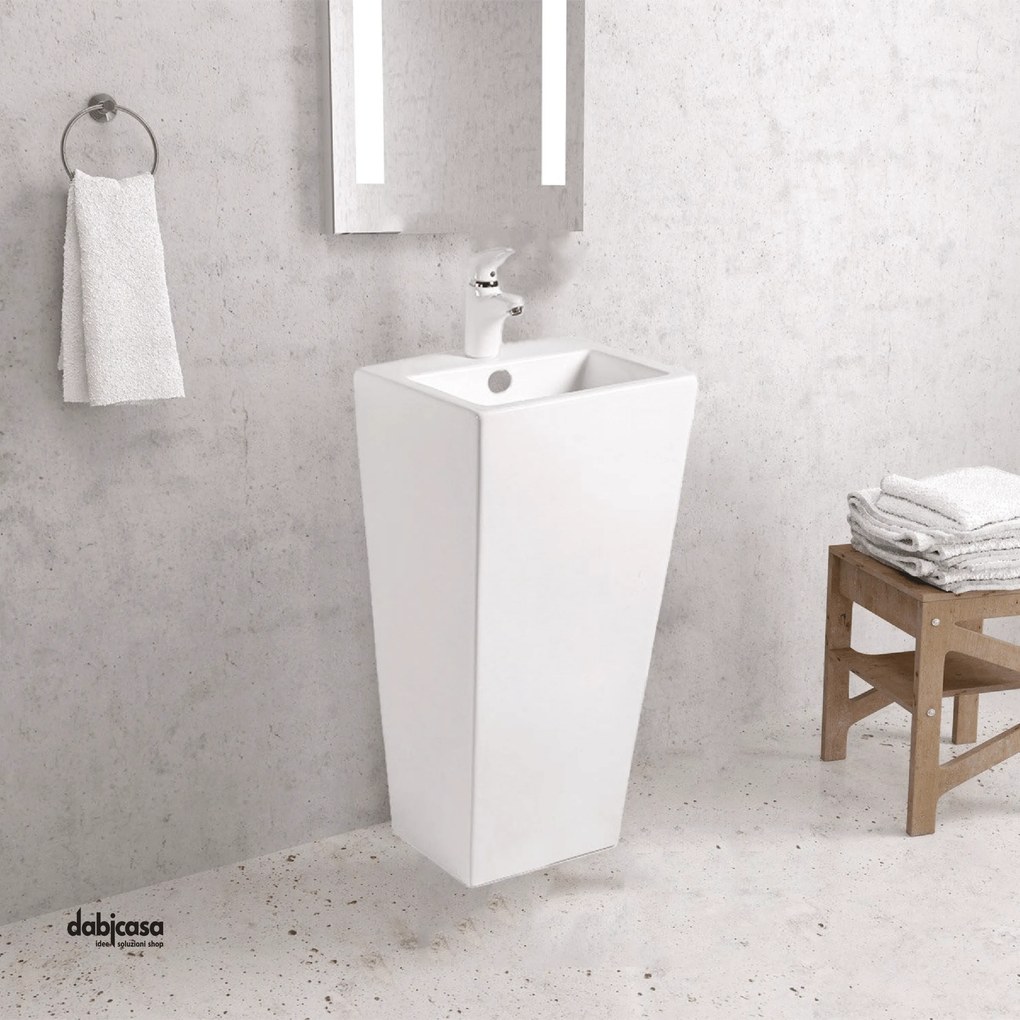 Lavabo Freestanding "Marais" Da 83,5 Cm C/Scarico a Parete Finitura Bianco Lucido