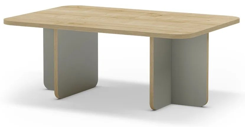 Tavolino da salotto in verde chiaro/di colore naturale con piano effetto rovere 56x100 cm Hillary – Marckeric