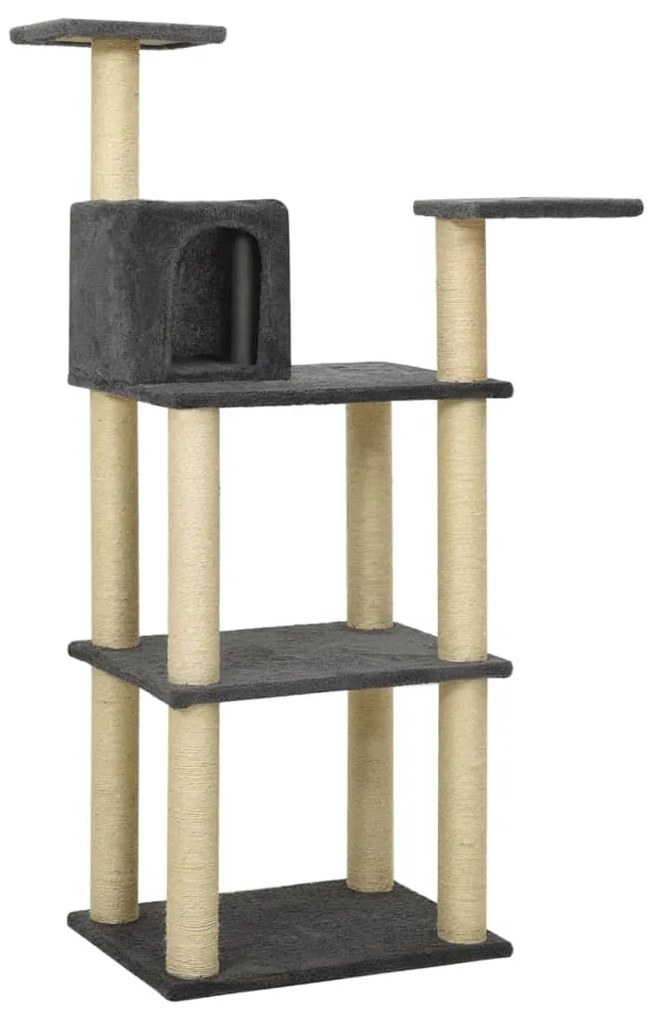 Albero per gatti con tiragraffi in sisal grigio scuro 119 cm