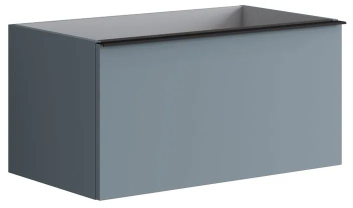 Mobile da bagno sotto lavabo Pixel plain frontale indaco e maniglia alluminio nero laccato opaco L 80 x H 40 x P 45.5 cm 1 cassetto, lavabo non incluso