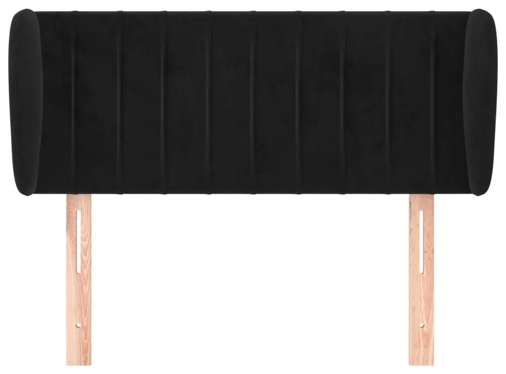 Testiera ad orecchio nera 103x23x78/88 cm in velluto
