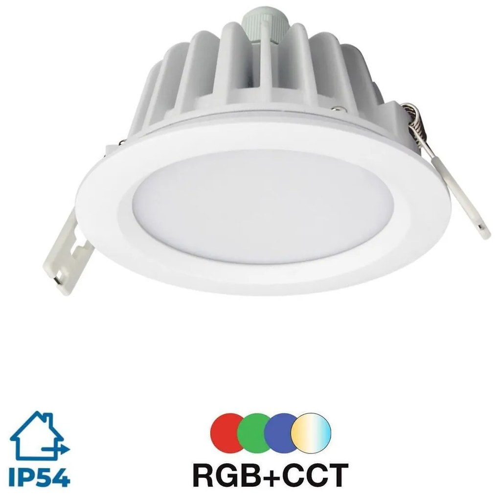 Faretto da incasso 6W RGB+CCT IP54 Angolo 120° foro Ø100mm Colore RGB+CCT