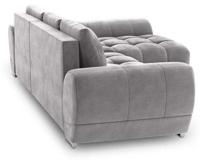 Divano letto angolare grigio chiaro con rivestimento in velluto, angolo destro Nuage - Windsor &amp; Co Sofas