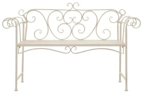 Panchina da Giardino 132 cm in Metallo Bianco Anticato