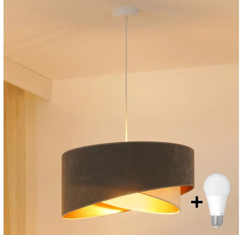 Brilagi - Lampadario LED a sospensione con filo LYRA 1xE27/15W/230V grigio/color crema/oro