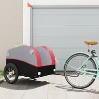 Rimorchio da Bici da Carico Nero e Rosso 45 kg in Ferro 94132