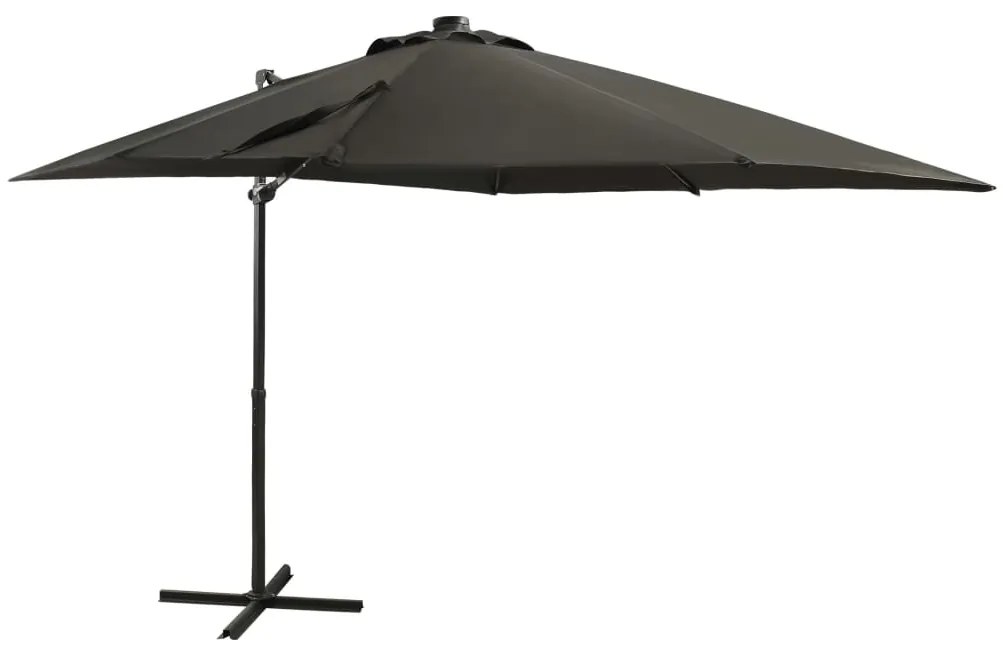 Ombrellone A Sbalzo Con Palo E Luci A Led Antracite 250 Cm /