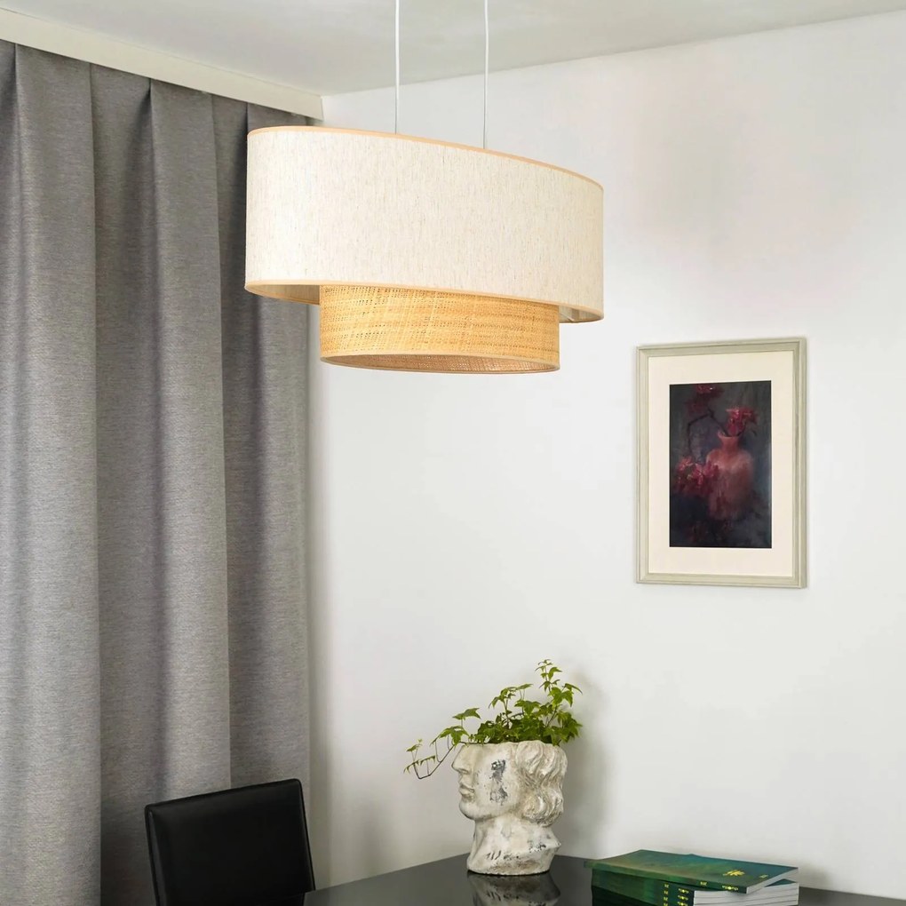 Euluna lampada a sospensione Boho Cotton, beige, rafia naturale, 80 cm