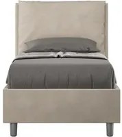 Letto imbottito Singolo 80x190 cm Antea - Con rete,Microfibra,Sabbia