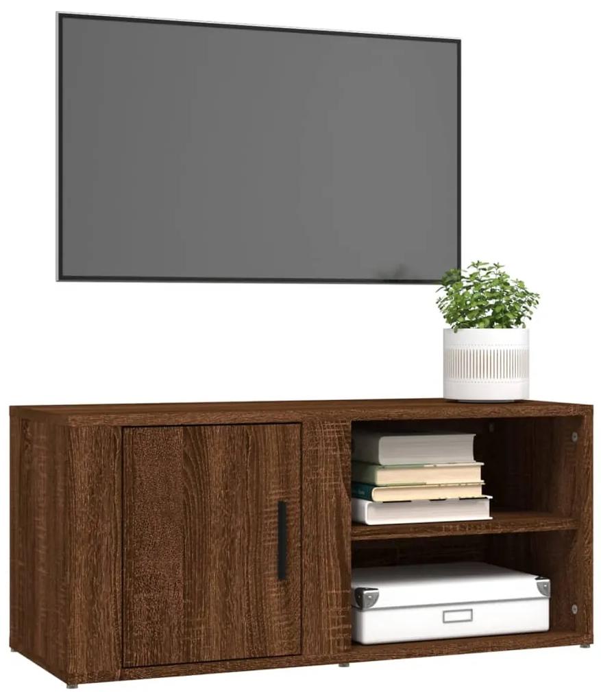 Mobile per tv rovere marrone 80x31,5x36 cm in legno multistrato