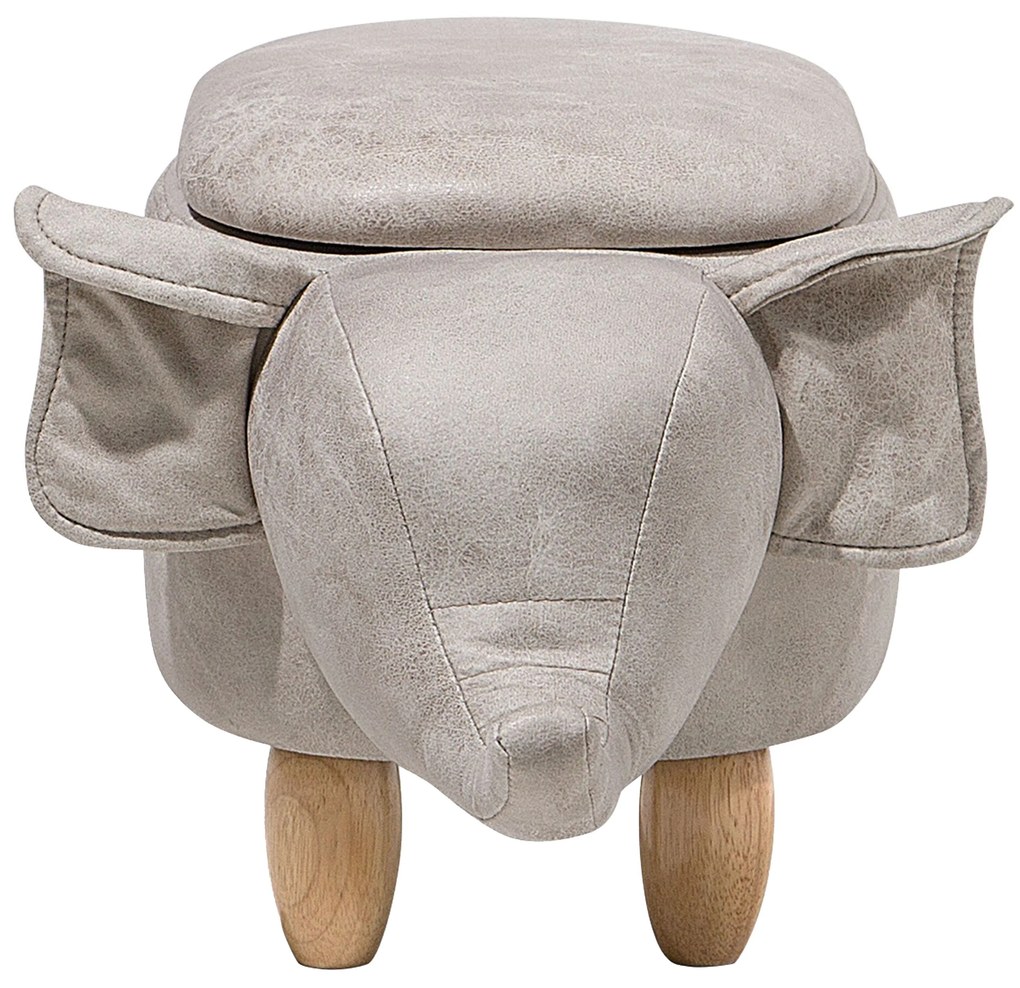 Pouf in tessuto similpelle grigio chiaro ELEPHANT Beliani