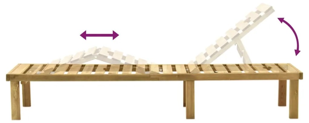 Lettino prendisole con tavolino in legno di pino impregnato