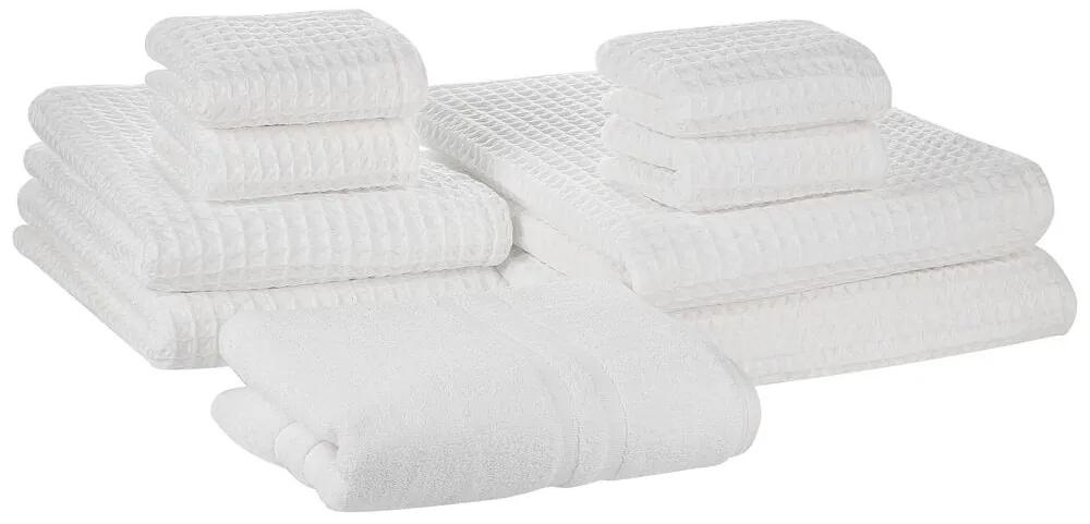 Set di 9 asciugamani in cotone bianco AREORA Beliani