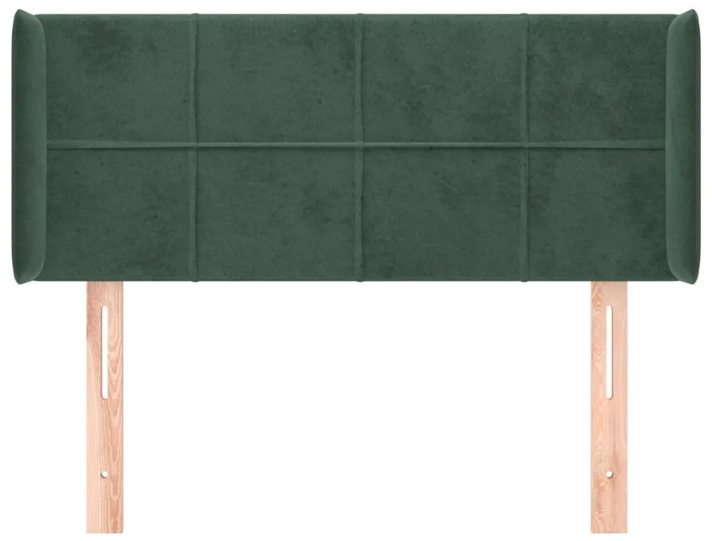 Testiera ad orecchio verde scuro 93x16x78/88 cm in velluto