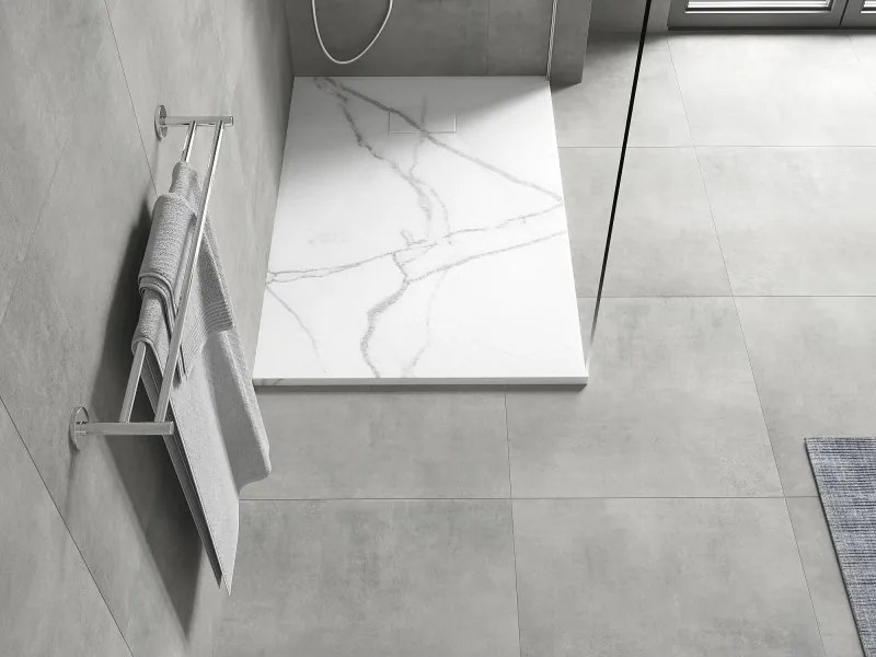 Mexen Hugo piatto doccia rettangolare SMC 100 x 80 cm, pietra bianca - 42158010