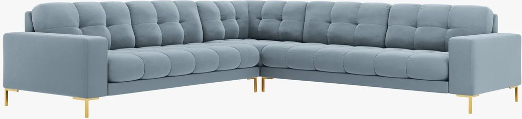Divano angolare simmetrico Mamaia in velluto Bluvel gambe oro – L256 cm