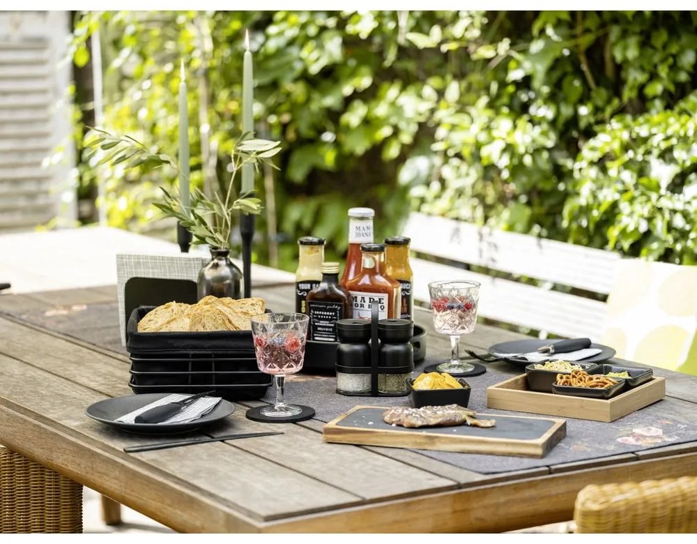 Set di 4 ciotole da portata in ceramica nera con vassoio Elo - Wenko