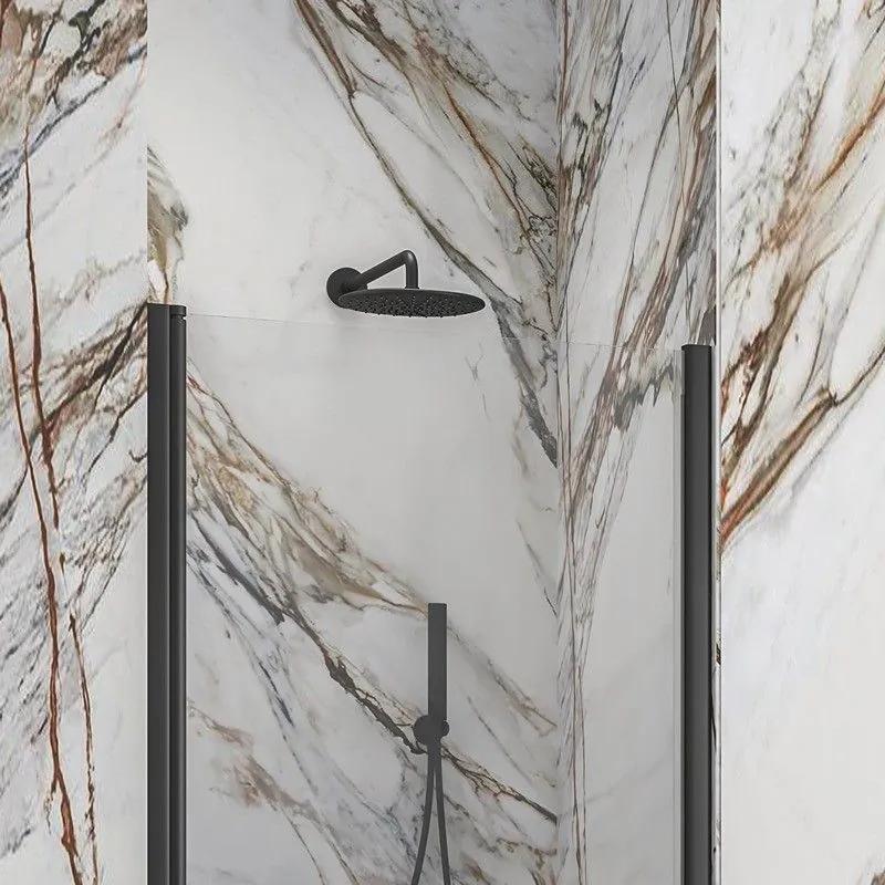 Kamalu - porta doccia battente 75cm colore nero altezza 200h | ks2800n