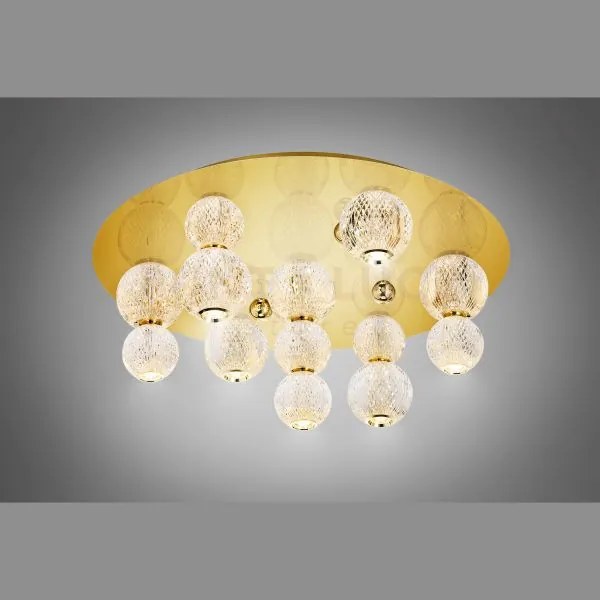Diamante plafoniera rotonda, acrilico trasparente, cornice oro bril...