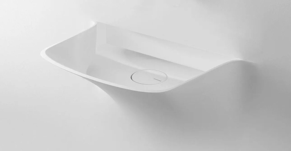 Antonio Lupi Design Soffiol Lavabo Da Incasso Parete 77 5x57 2x86 Cm Con Led In Corian Bianco