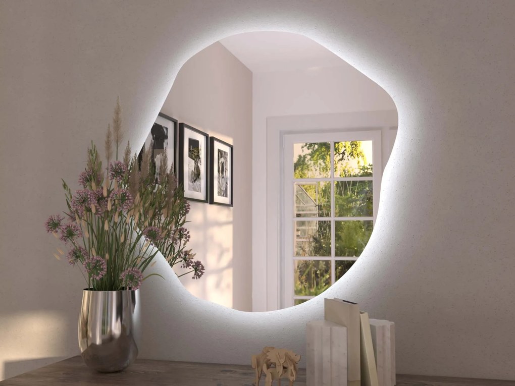 Specchio organico LED con illuminazione A35 45x46