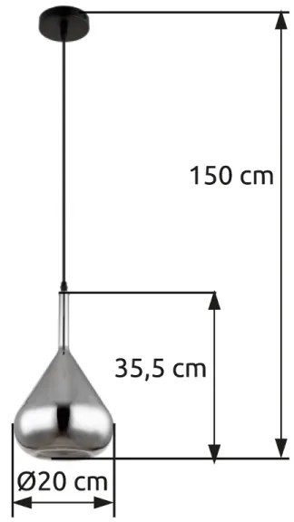 Globo 15542 - Lampadario a sospensione con filo GEEKY 1xE27/60W/230V diametro 20 cm nero