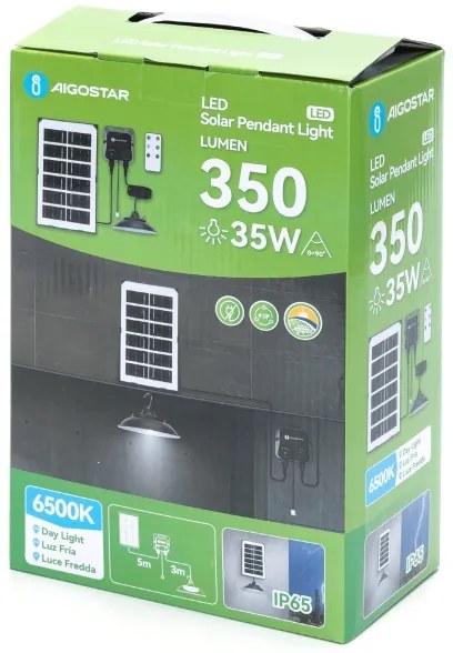 Aigostar - Lampadario solare LED LED/35W/12V 3000 mAh 6500K diametro 15 cm