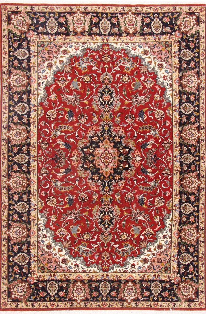 Ghom Tappeto 210 x 140 Blu (Iran) Annodato A Mano