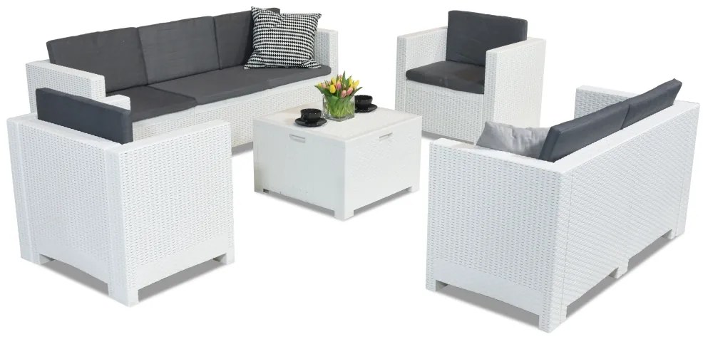 Set di mobili in technorattan Colorado Coffee Box 7 bianco Bica
