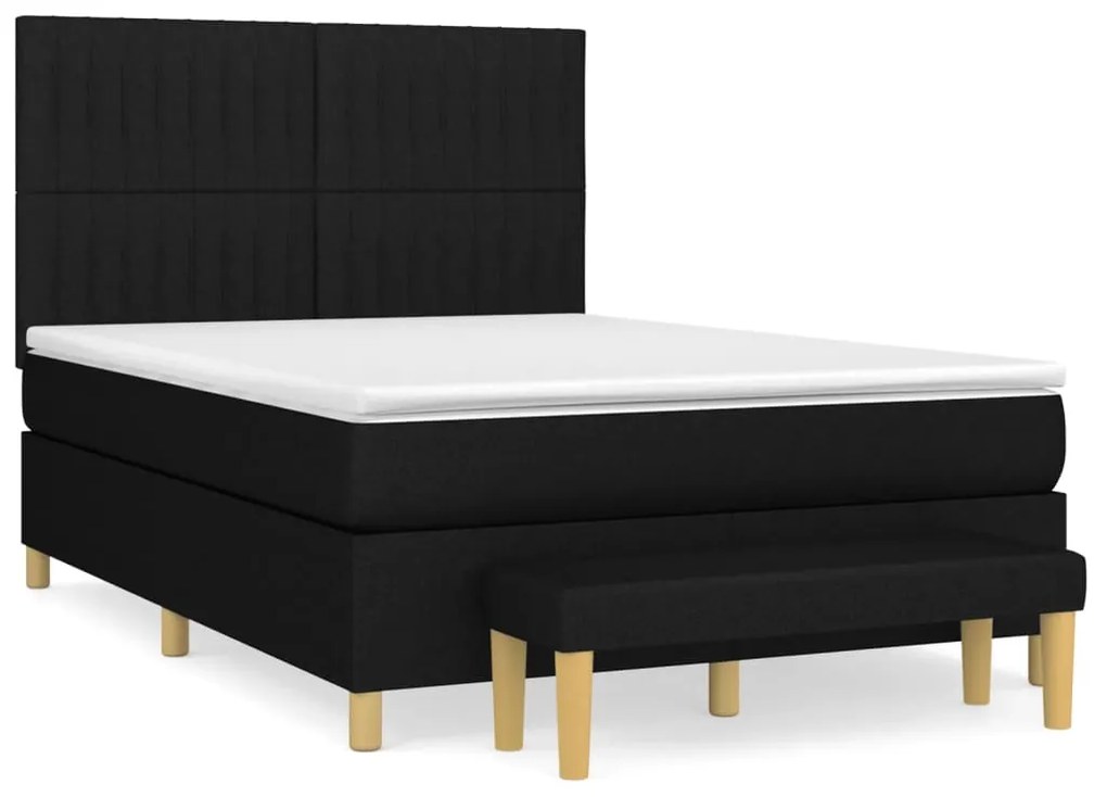 Giroletto a molle con materasso nero 140x190 cm in tessuto