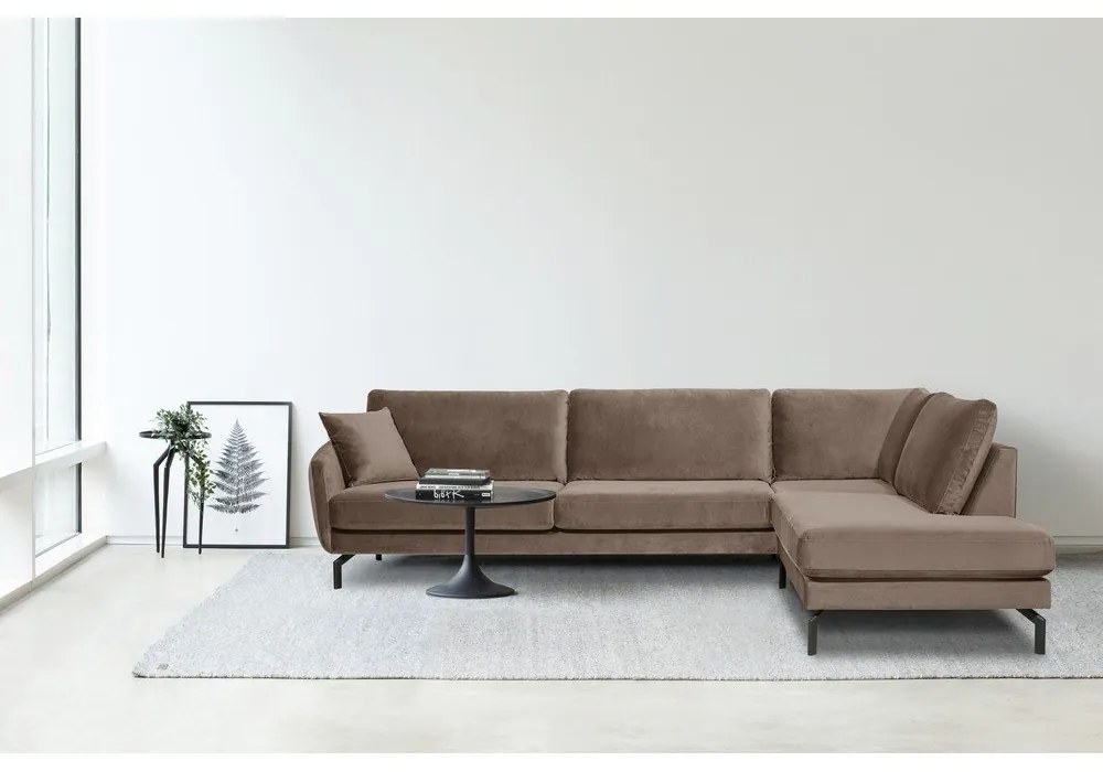 Divano angolare in velluto marrone-beige (angolo destro) Magic - Scandic