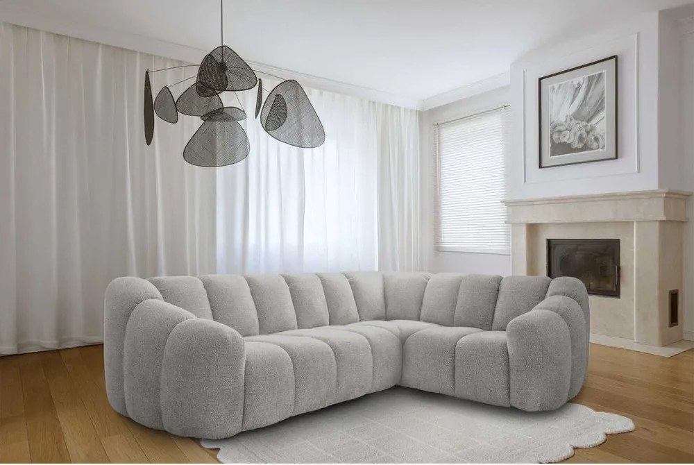 Divano angolare grigio chiaro (con penisola a destra/a L) Shell – Miuform