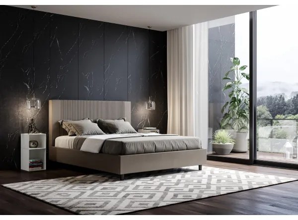 Letto matrimoniale senza rete imbottito 160x210 similpelle cappuccino Goya