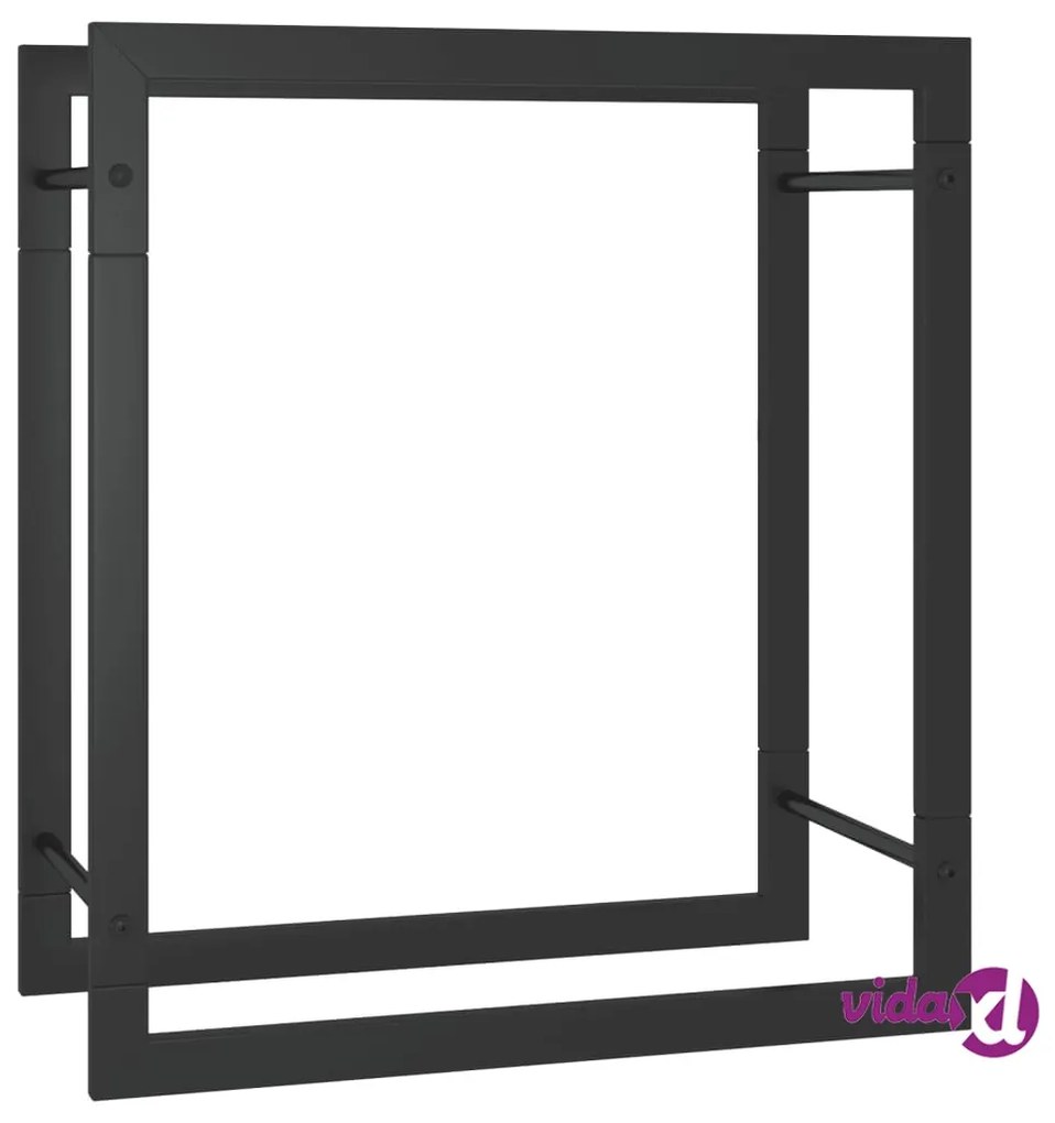 vidaXL Portalegna Nero Opaco 50x28x56 cm in Acciaio