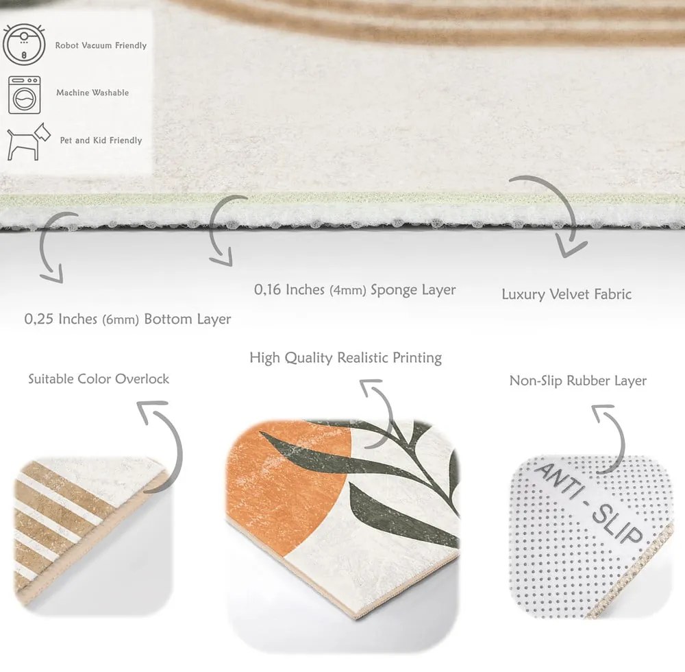 Passatoia color crema lavabile 80x200 cm Dot Arch – Mila Home