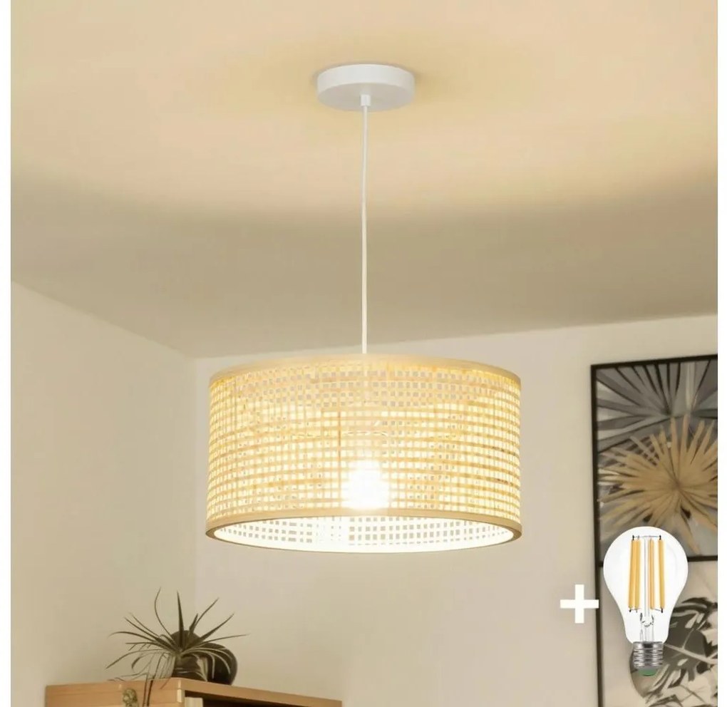 Brilagi - Lampada a sospensione LED su cavo CERIA BOHO 1xE27/40W/230V Ø 25 cm bambù