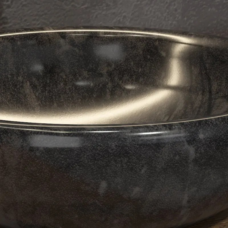 Kamalu - Lavabo in marmo colore nero 40cm con bordo arrotondato | Litos-SC40