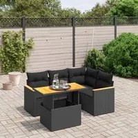 Set Divani da Giardino 5 pz con Cuscini in Polyrattan Nero 3273057