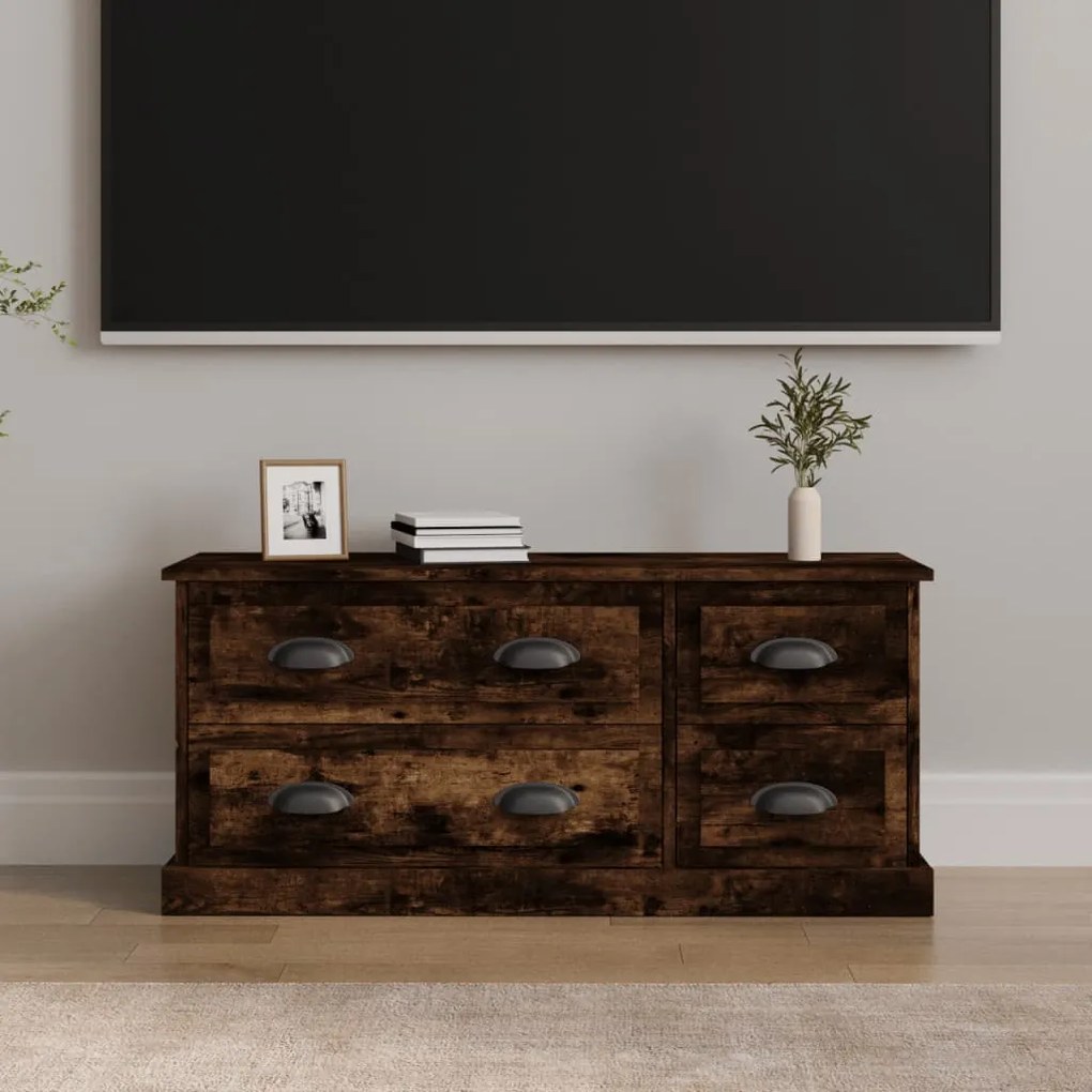 Mobile Tv Rovere Fumo 100x35,5x45 Cm İn Legno Multistrato /